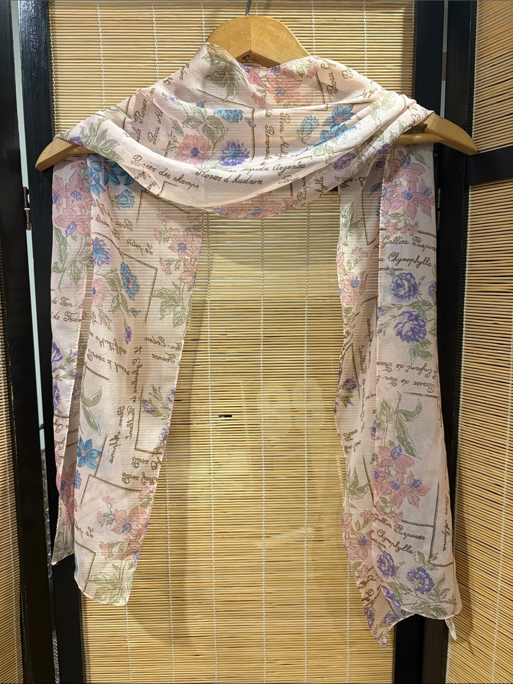 Floral Script Lightweight Scarf - Pink